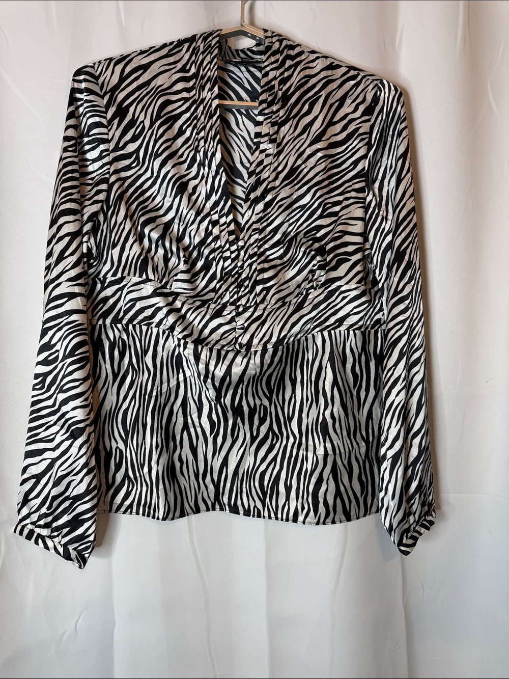 Rafaella Black & White Zebra Print V-Neck Blouse